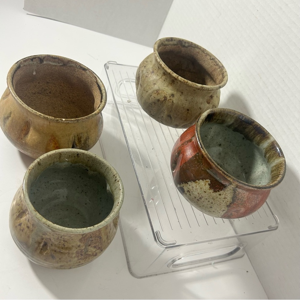 Studio Art Pottery Handcrafted Ceramic Rustic Pottery Set of 4 - Multicolor - Picture 3 of 7